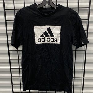 Adidas Men's Black and White Logo Tee